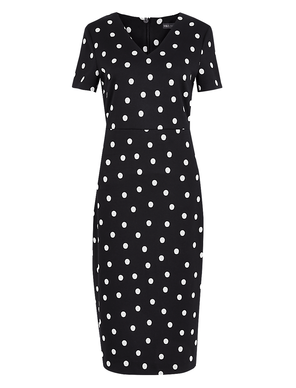 Jersey Polka Dot V-Neck Knee Length Dress