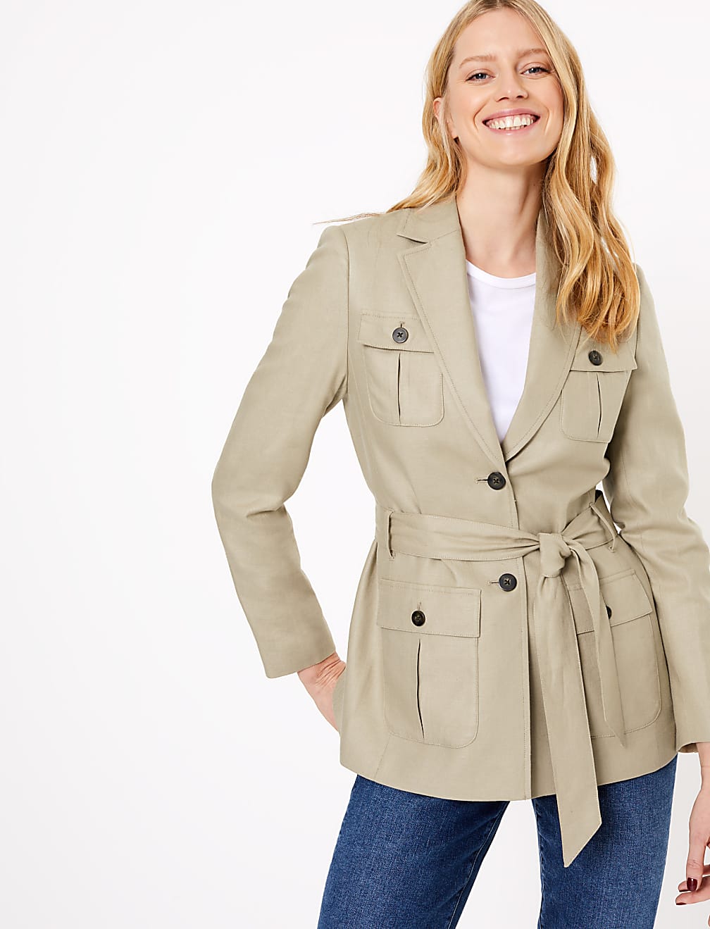 Linen Rich Single Breasted Blazer