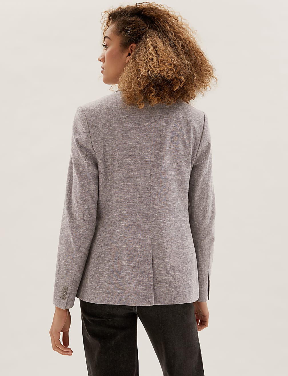 Linen Blend Single Breasted Blazer
