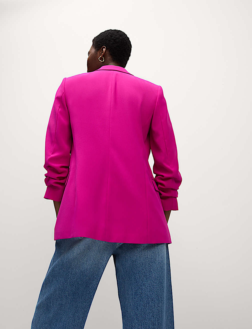 Ruched Sleeve Blazer