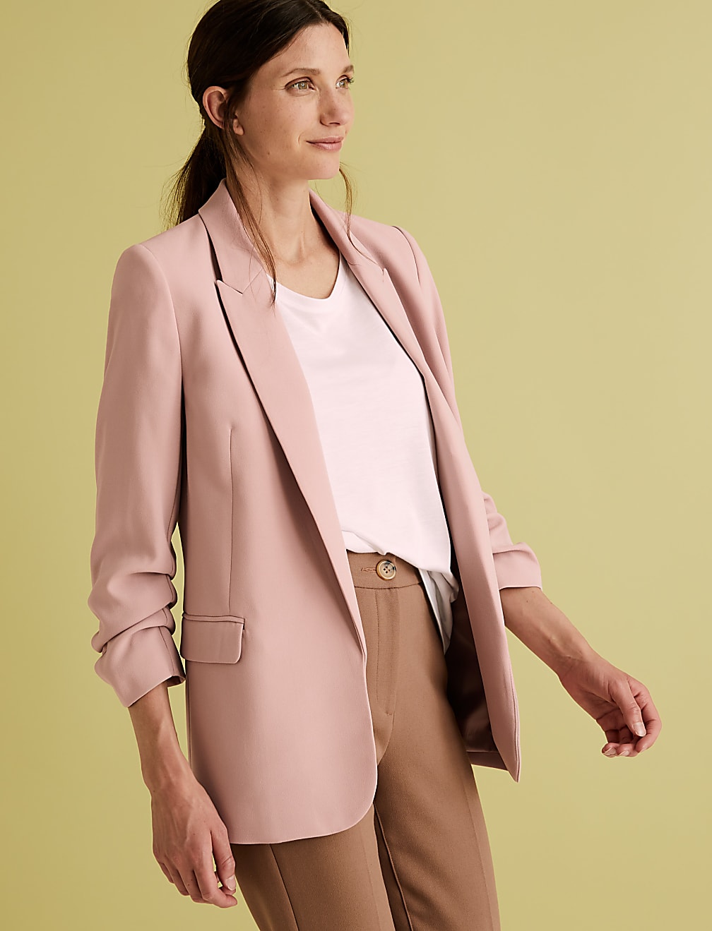 Ruched Sleeve Blazer