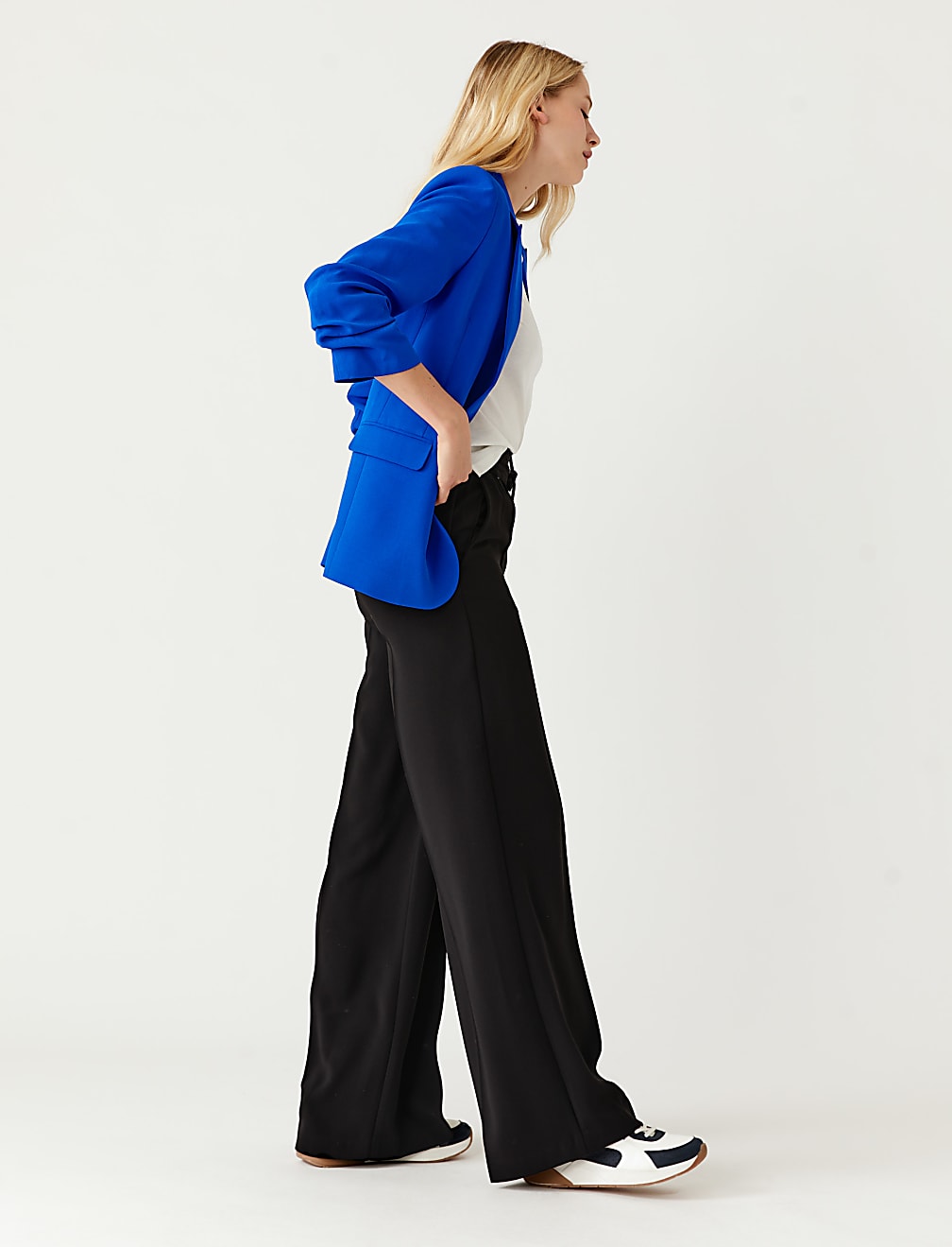 Ruched Sleeve Blazer