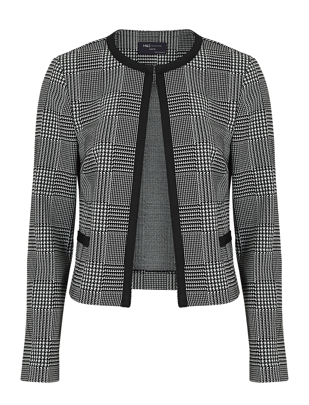 Jersey Slim Checked Short Jacket