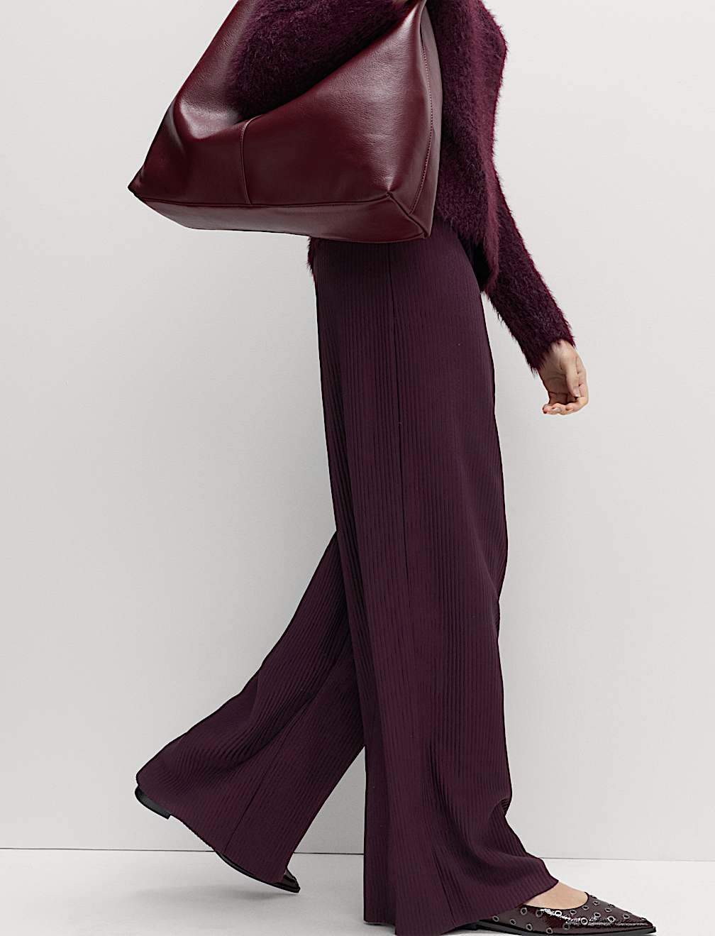 Plisse Elasticated Waist Trousers