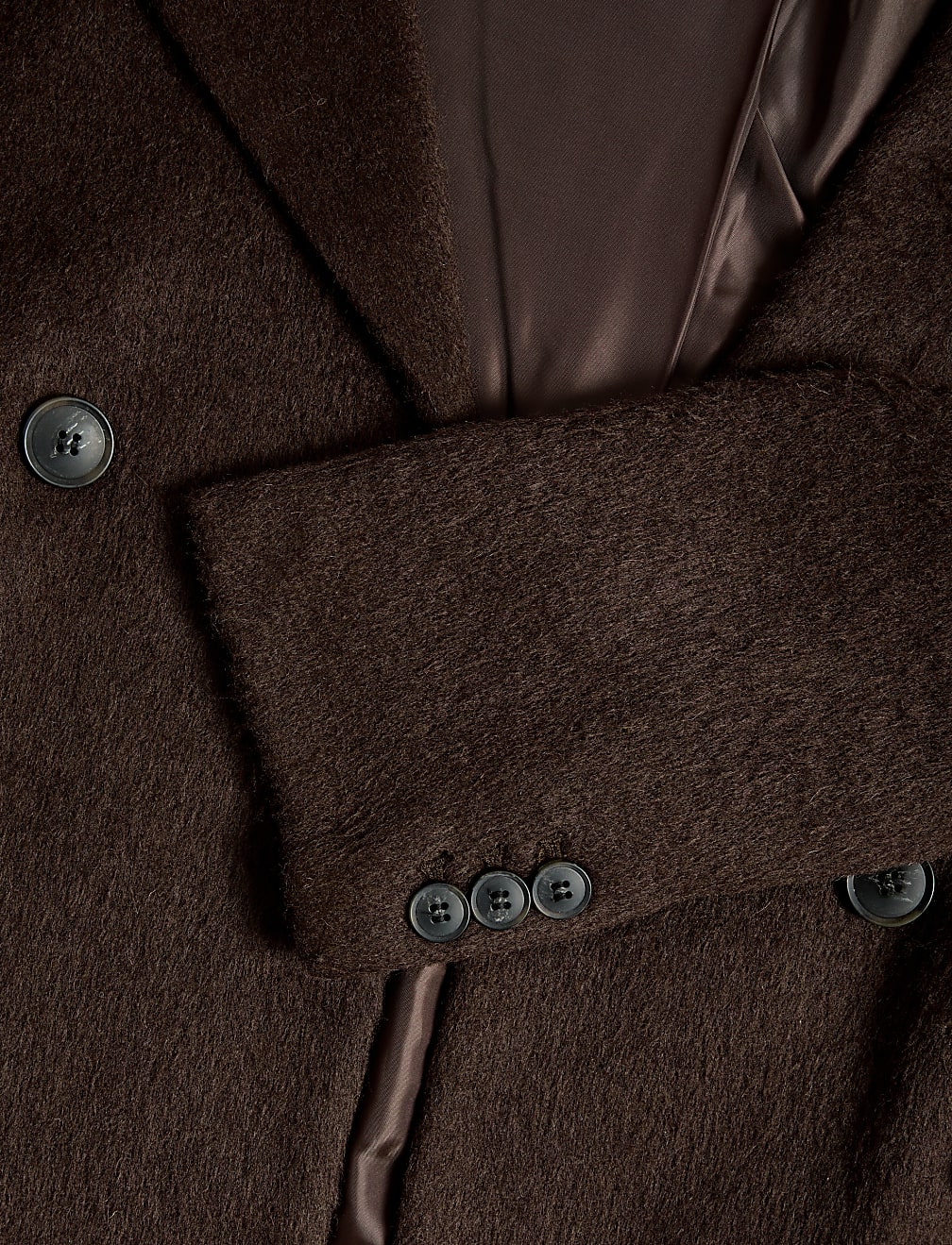 Textured Collared Longline Coat with Wool