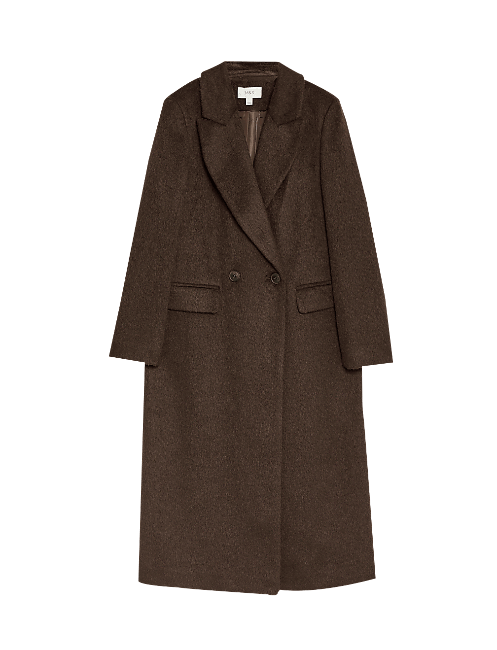 Textured Collared Longline Coat with Wool