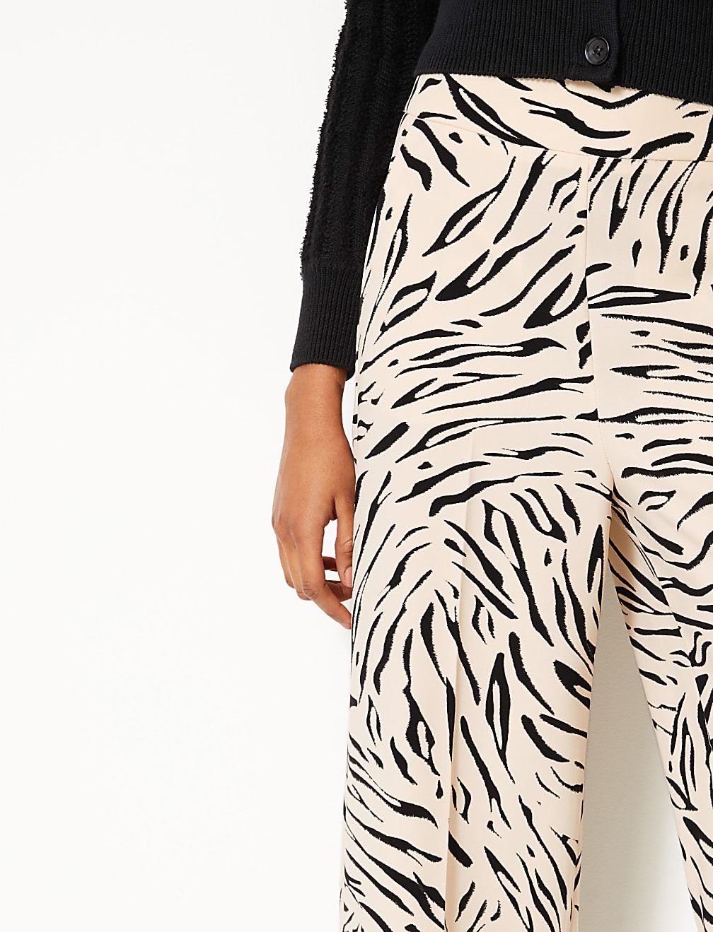 High Waist Wide Leg Ankle Grazer Trousers