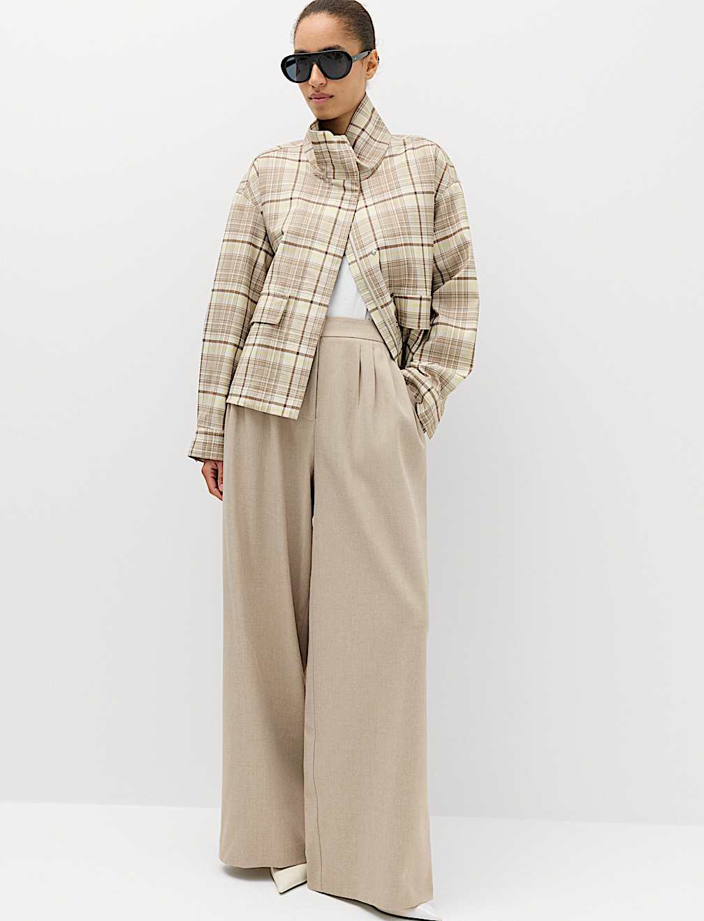 Multi Pleat Wide Leg Trousers