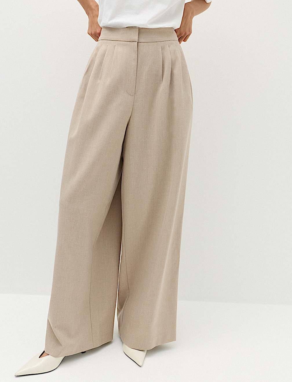Multi Pleat Wide Leg Trousers
