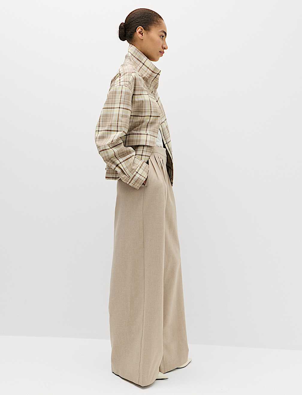 Multi Pleat Wide Leg Trousers