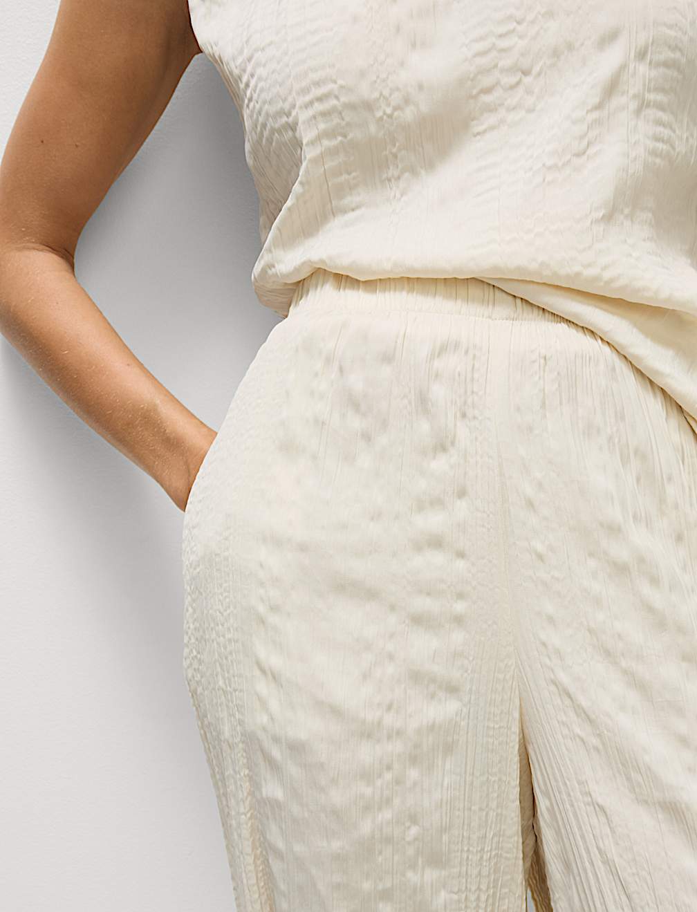 Plisse Palazzo Trouser