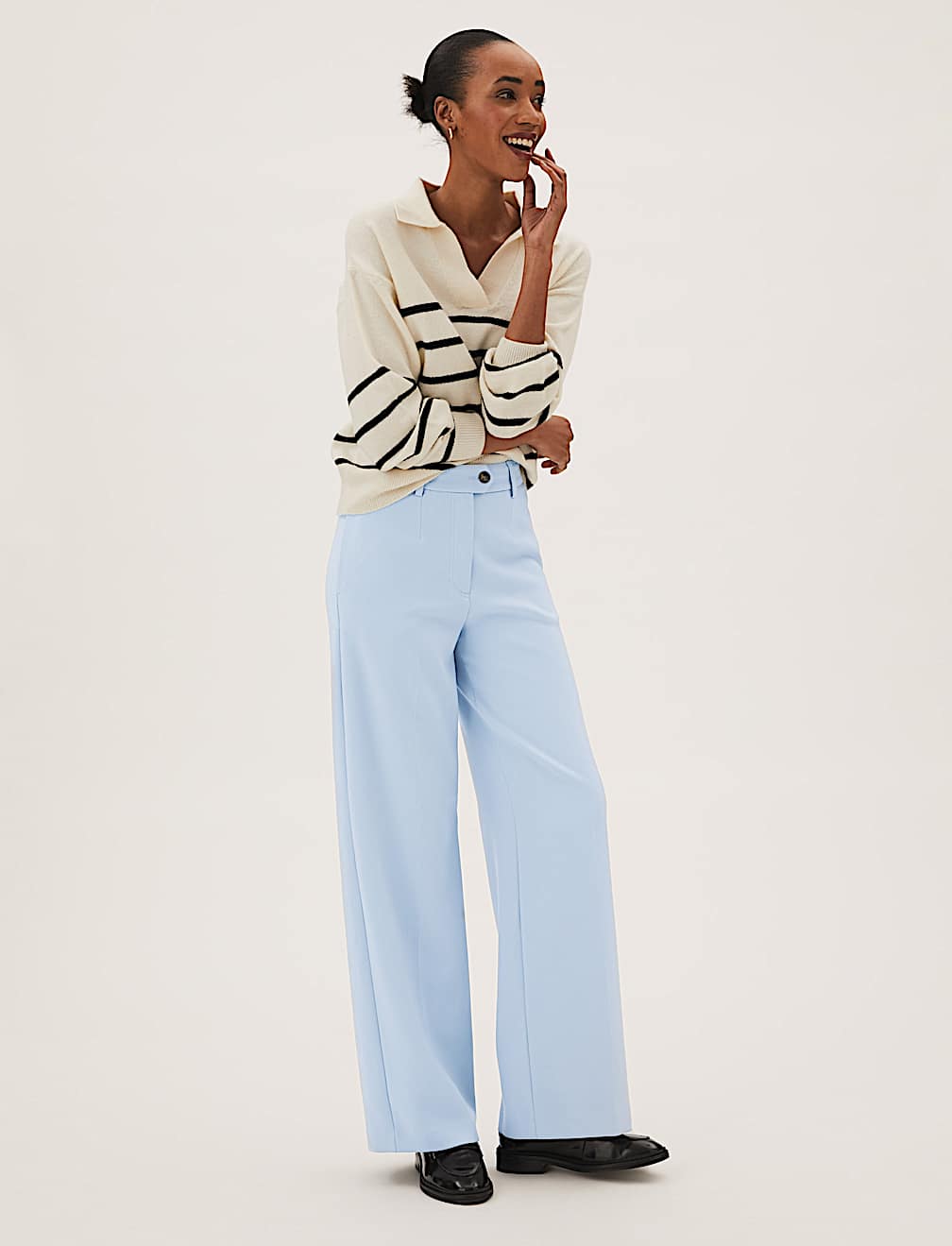Crepe Wide Leg Trousers