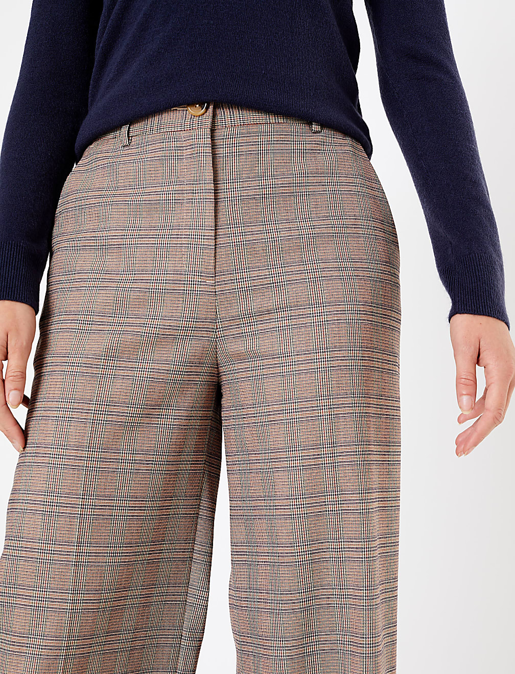 Checked Wide Leg Trousers