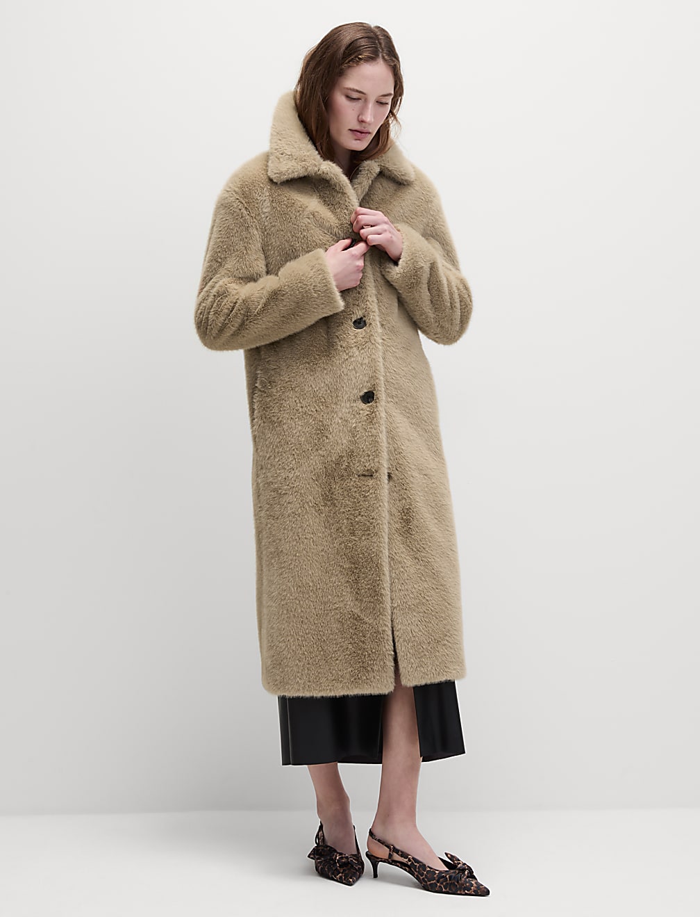 Faux Fur Collared Longline Coat