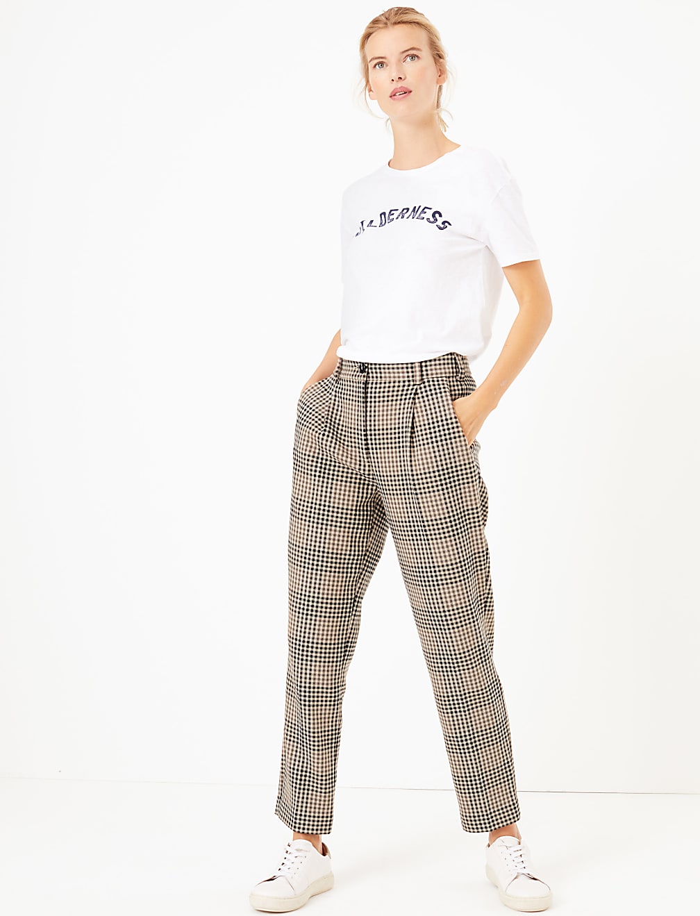 Checked Tapered Ankle Grazer Trousers