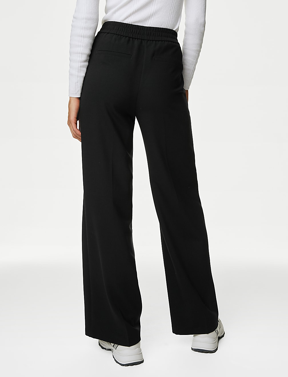 Woven Elasticated Waist Wide Leg Trousers