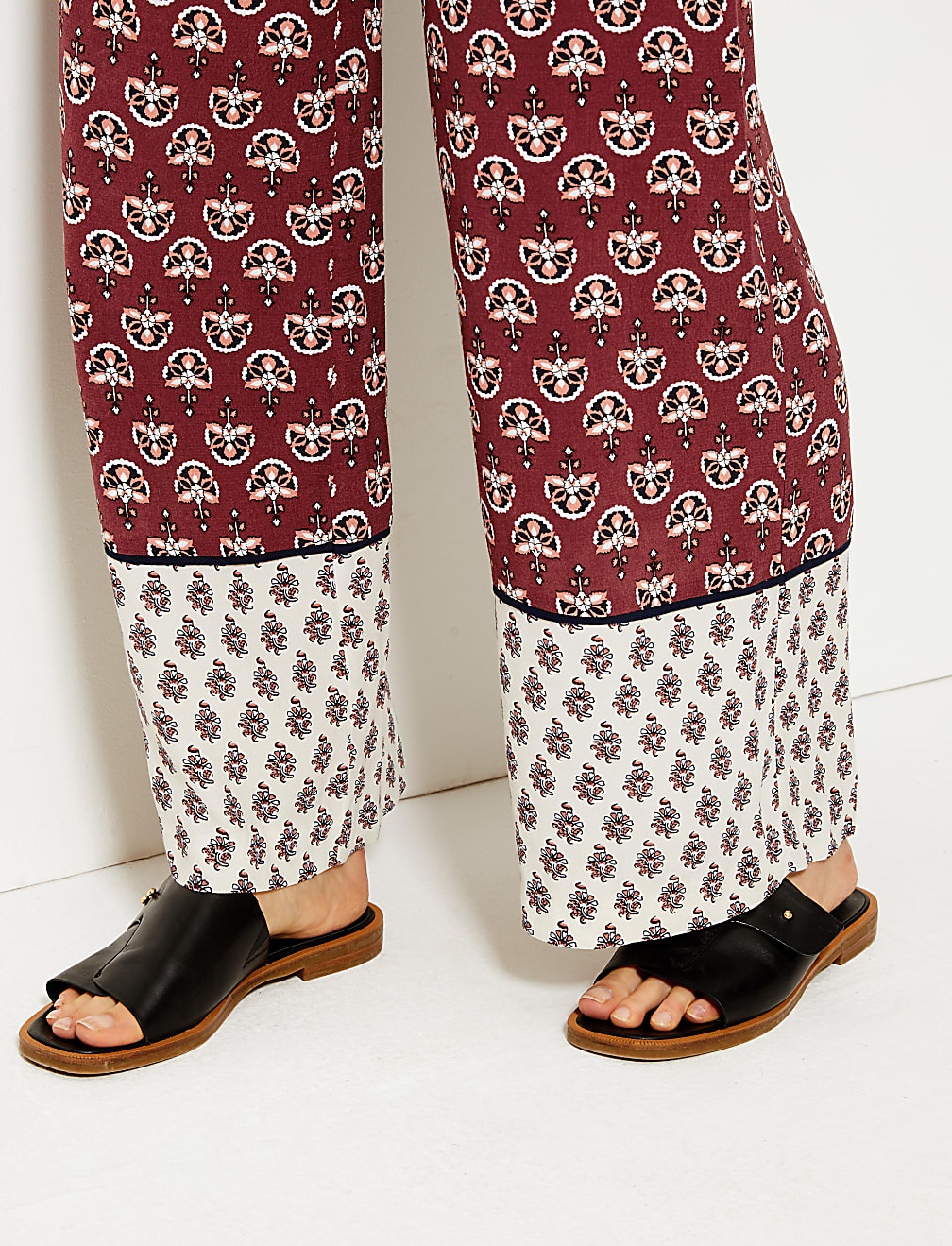 Printed Wide Leg High Waist Trousers
