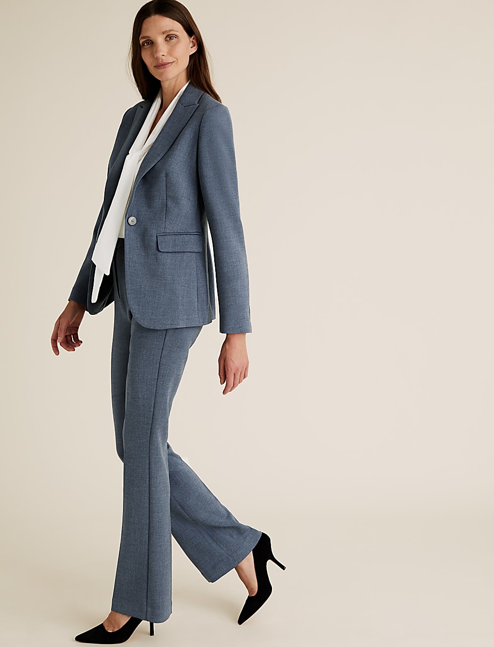 High Waisted Flared Leg Trousers
