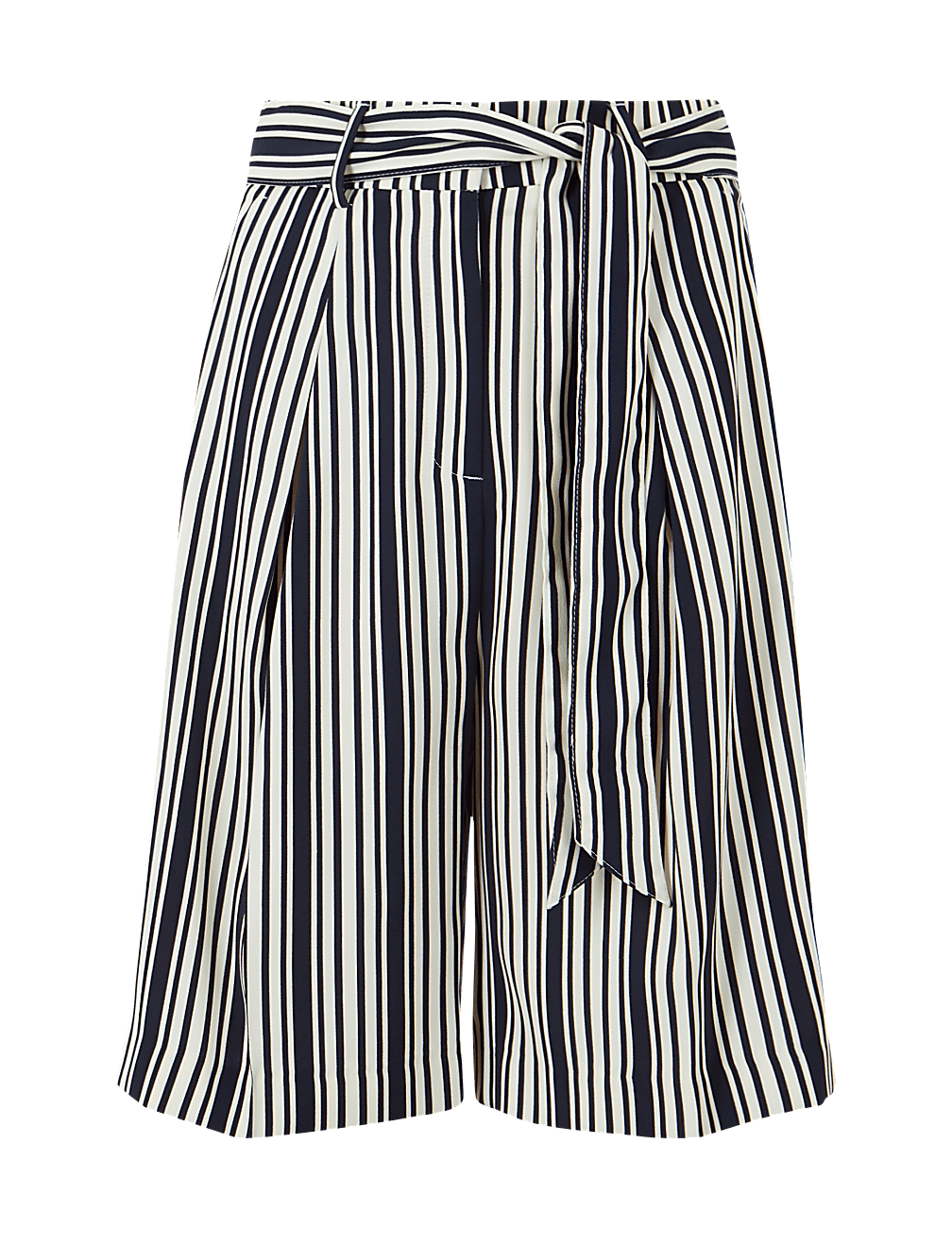 Striped Belted High Waist Tailored Shorts
