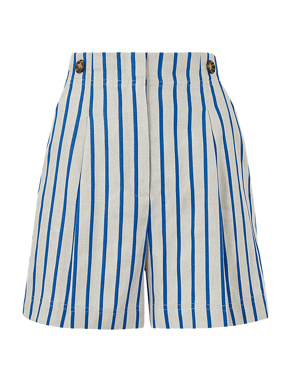Linen Blend Striped Tailored Shorts