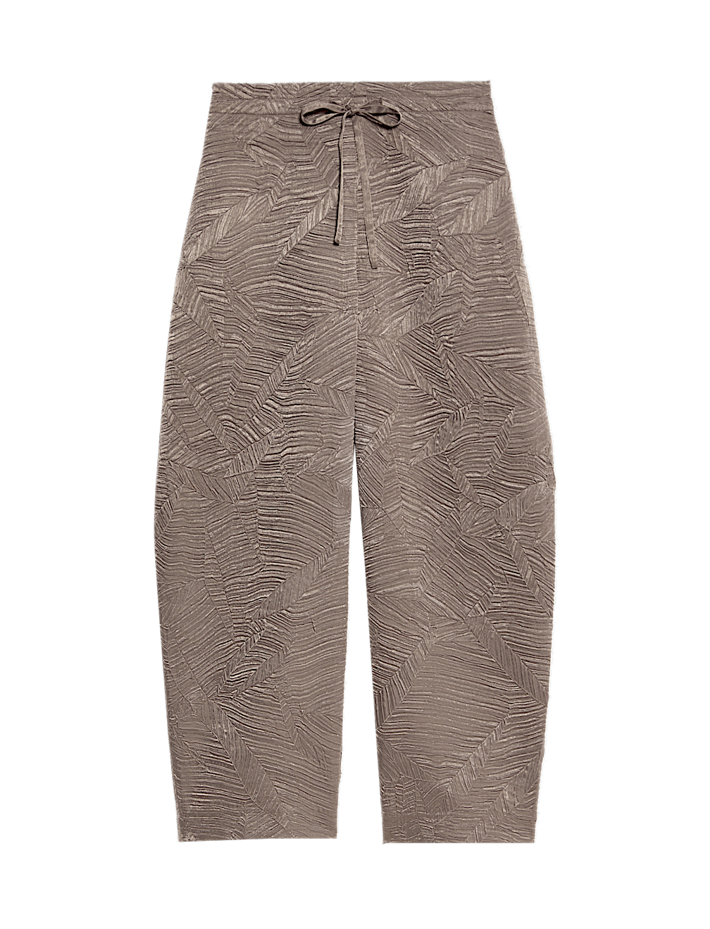 Textured Drawstring Barrel Leg Cropped Trousers