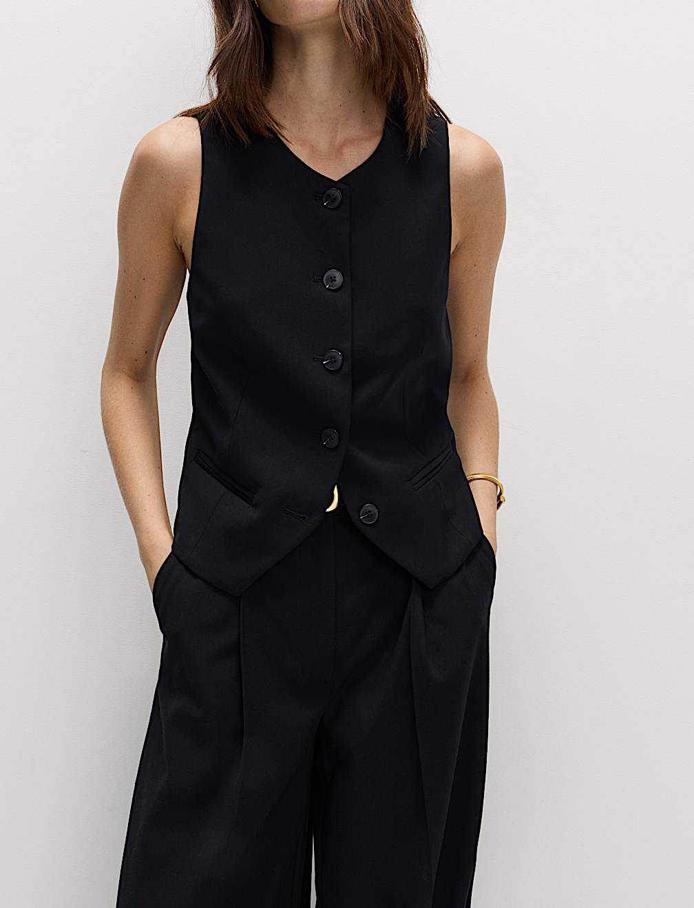 Collarless Button-Through Waistcoat