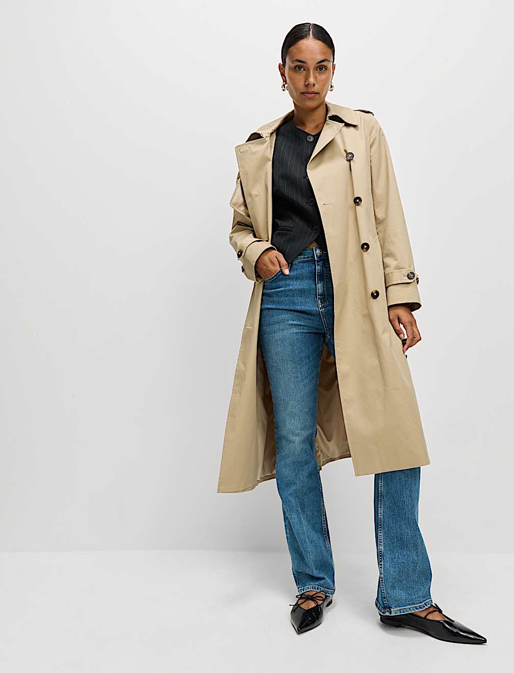 Striped Collarless Waistcoat