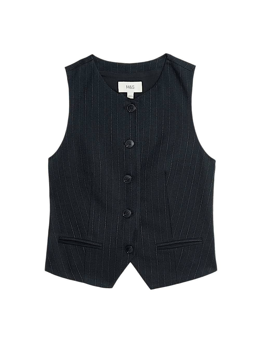 Striped Collarless Waistcoat