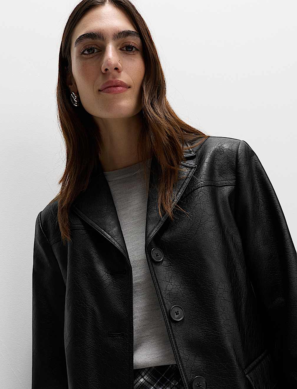 Cracked Single Breasted Blazer Coat