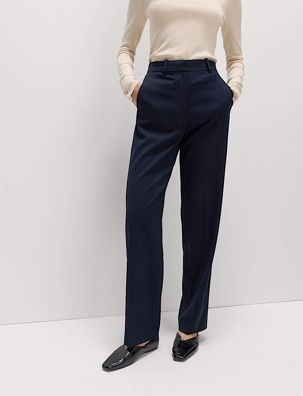 Straight Leg Trousers with Stretch