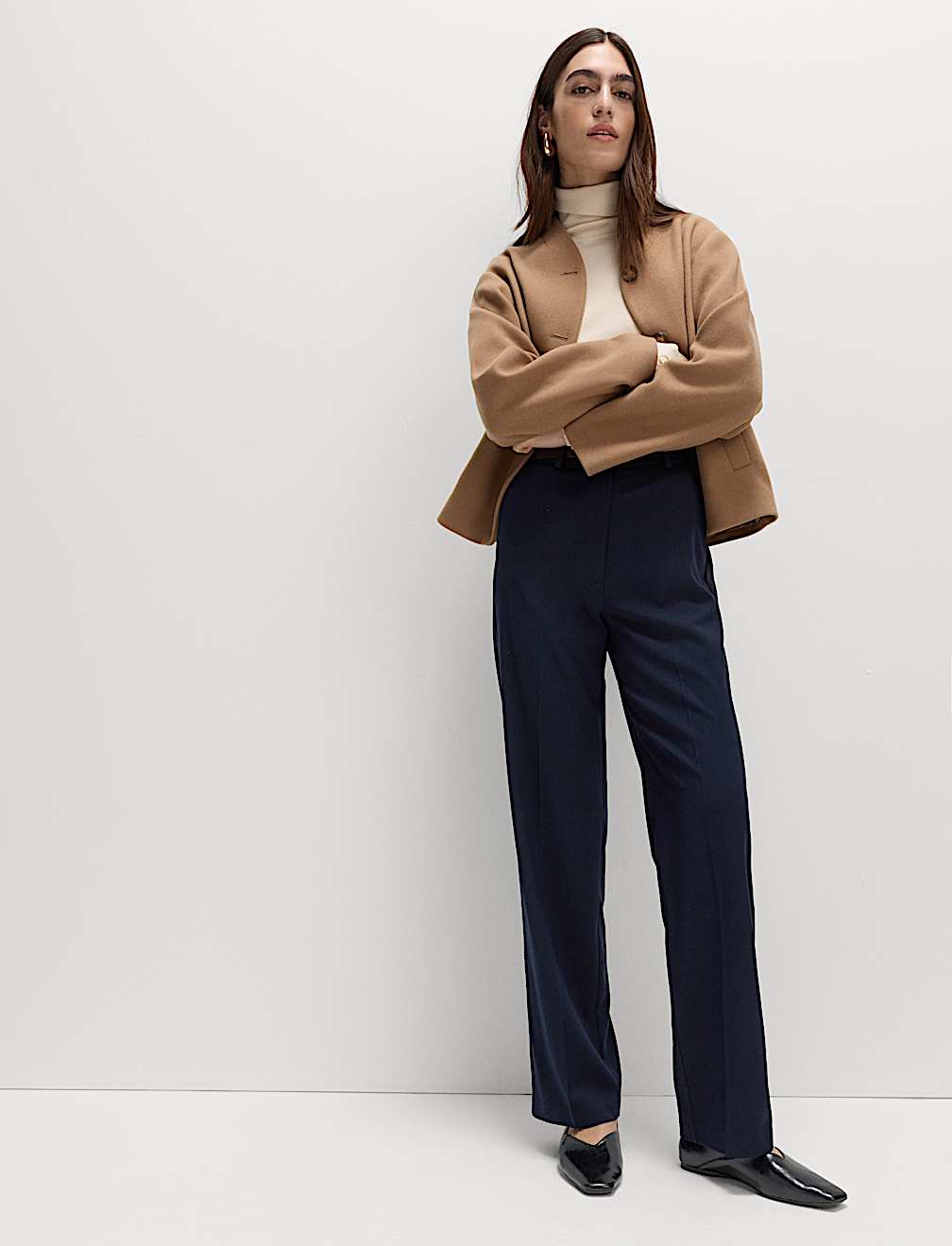 Straight Leg Trousers with Stretch