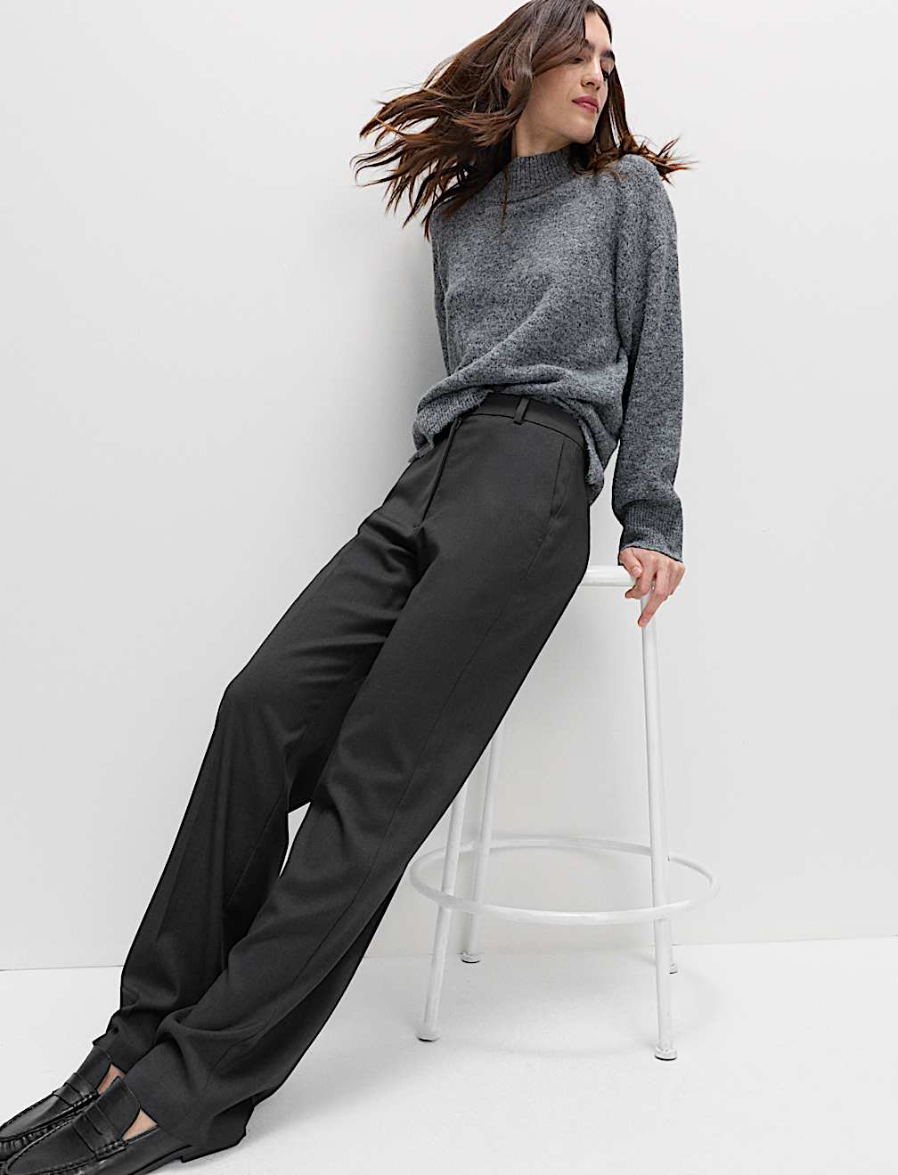 Straight Leg Trousers with Stretch