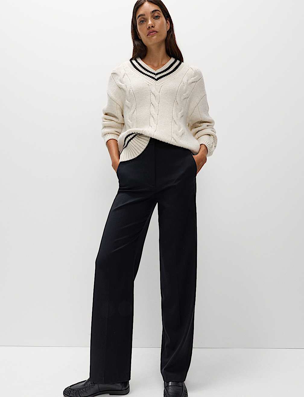 Straight Leg Trousers with Stretch