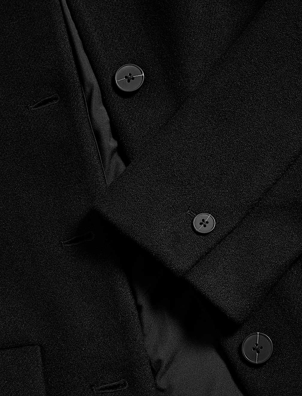 Collarless Jacket with Wool