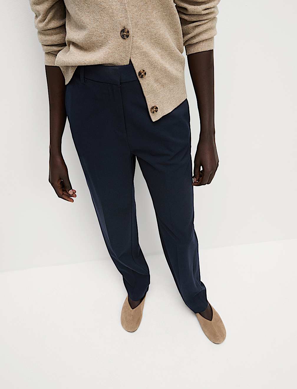 Straight Leg Trousers with Stretch
