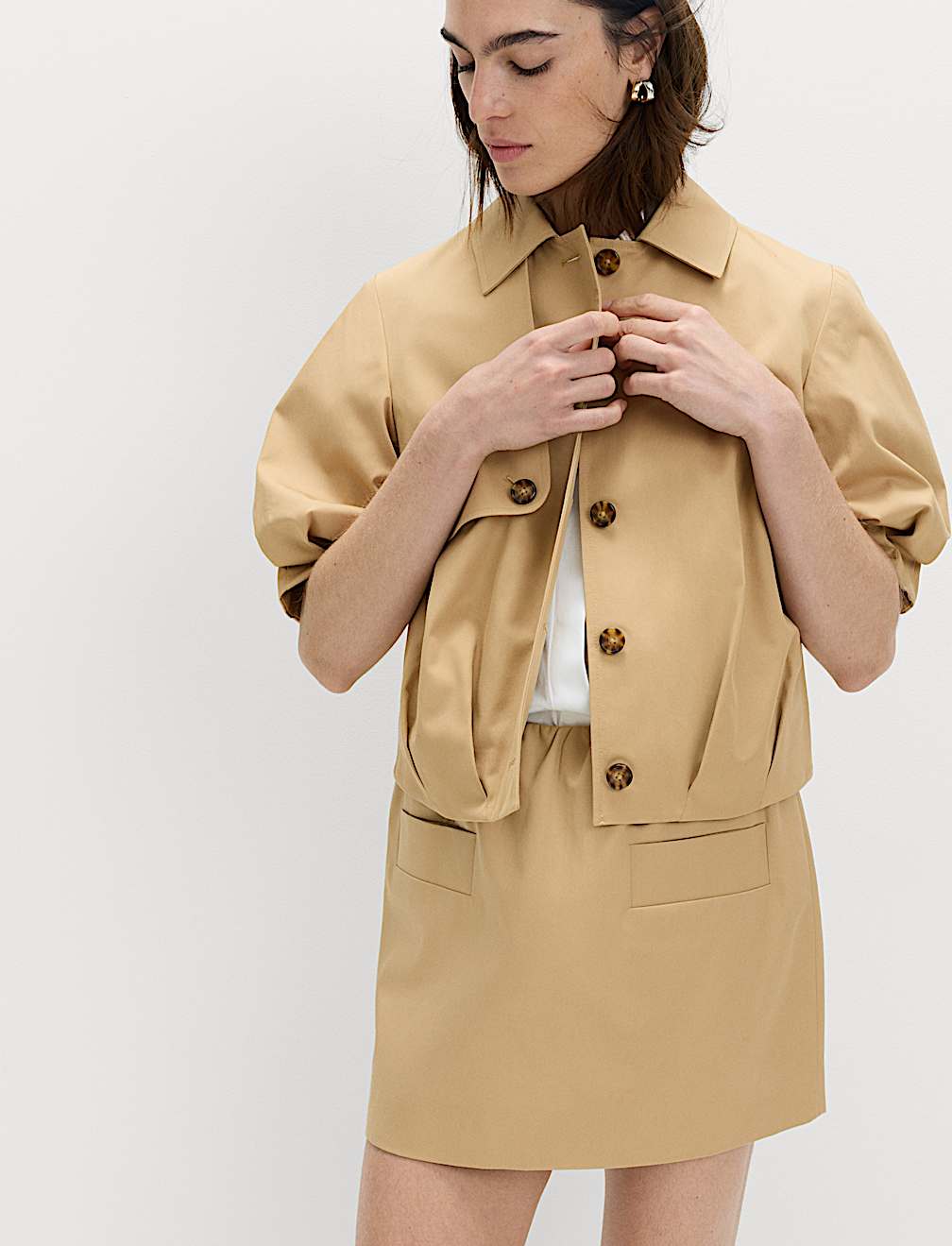 Pure Cotton Twill Mini A-Line Skirt
