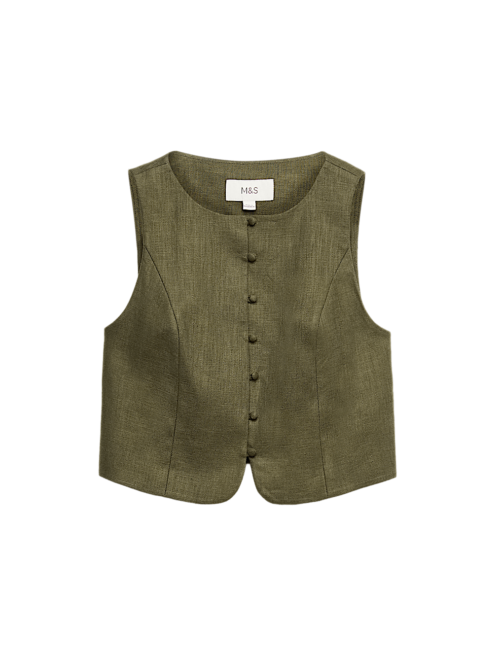 Linen Rich Twill Button Through Waistcoat