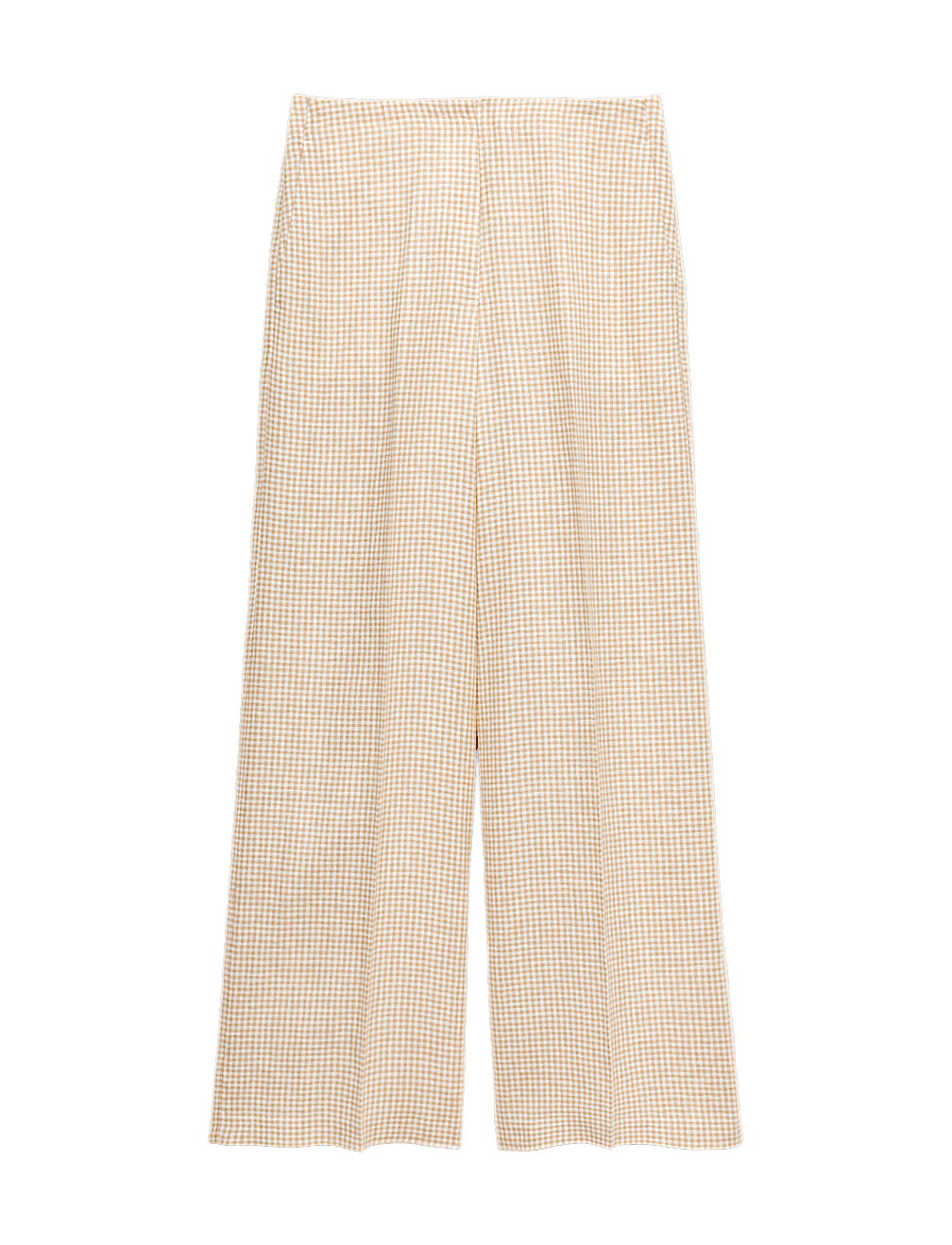 Pure Linen Gingham Wide Leg Trousers