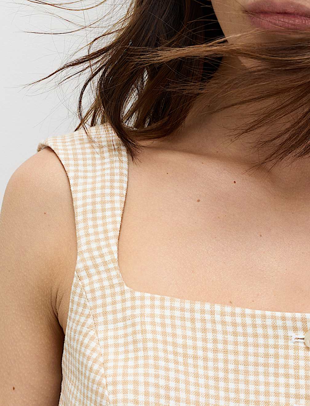 Pure Linen Gingham Waistcoat