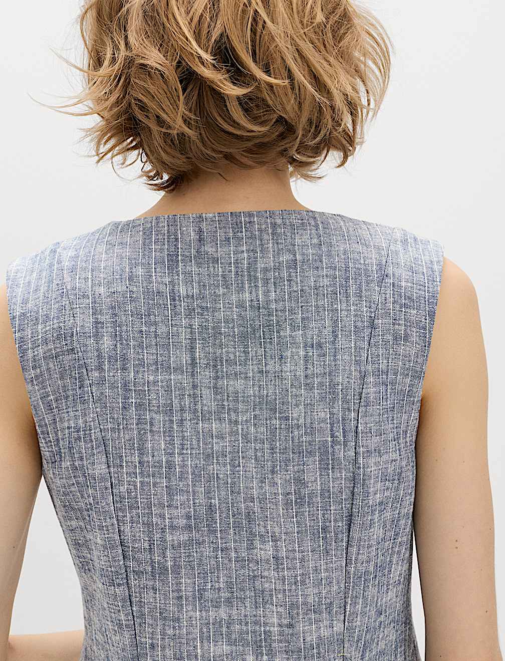 Linen Blend Striped Waistcoat