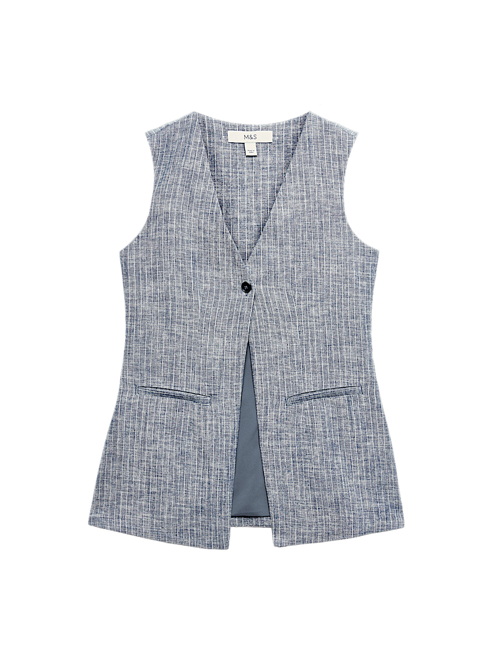 Linen Blend Striped Waistcoat