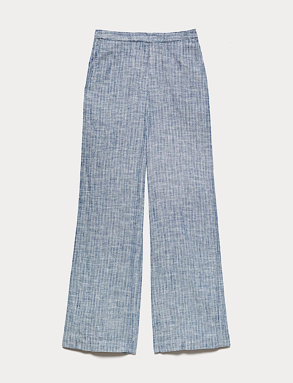 Linen Blend Pinstripe Wide Leg Trousers