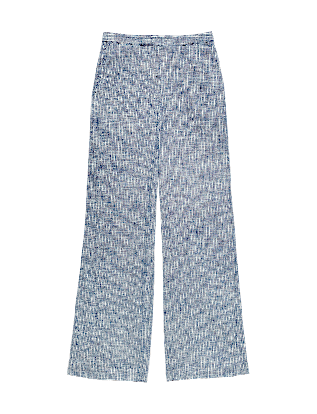 Linen Blend Pinstripe Wide Leg Trousers