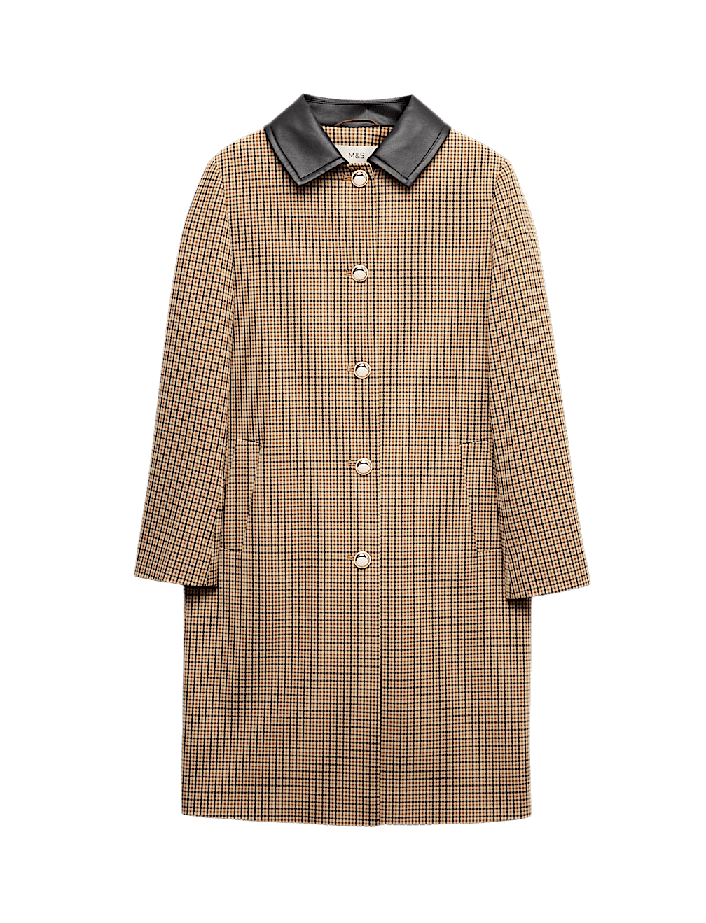 Checked Collared Car Coat
