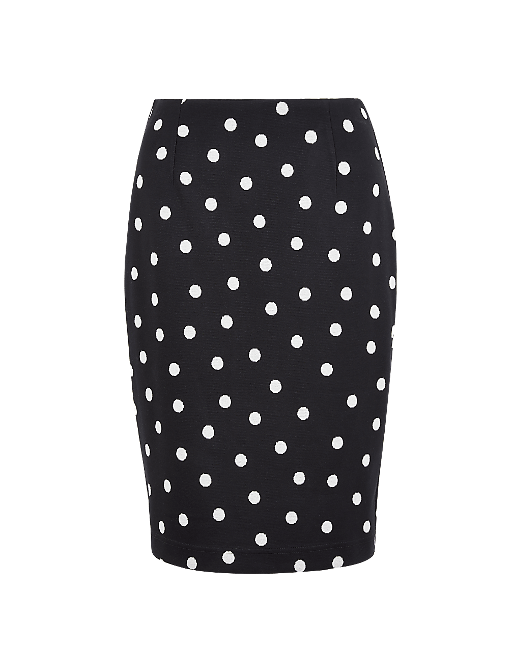 Jersey Polka Dot Knee Length Pencil Skirt