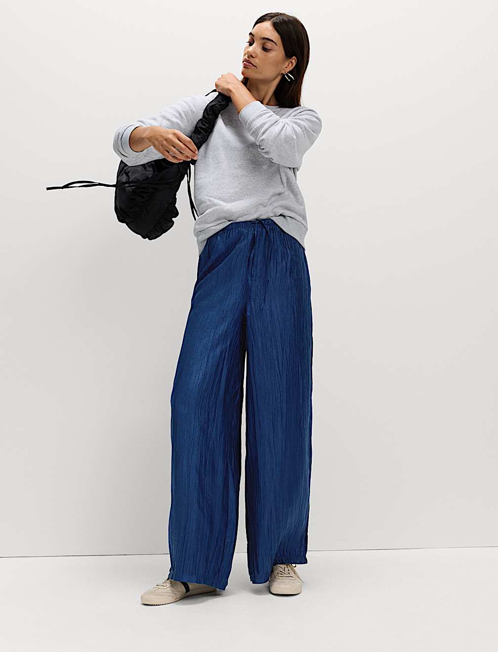 Lyocell Rich Crinkle Wide Leg Trousers