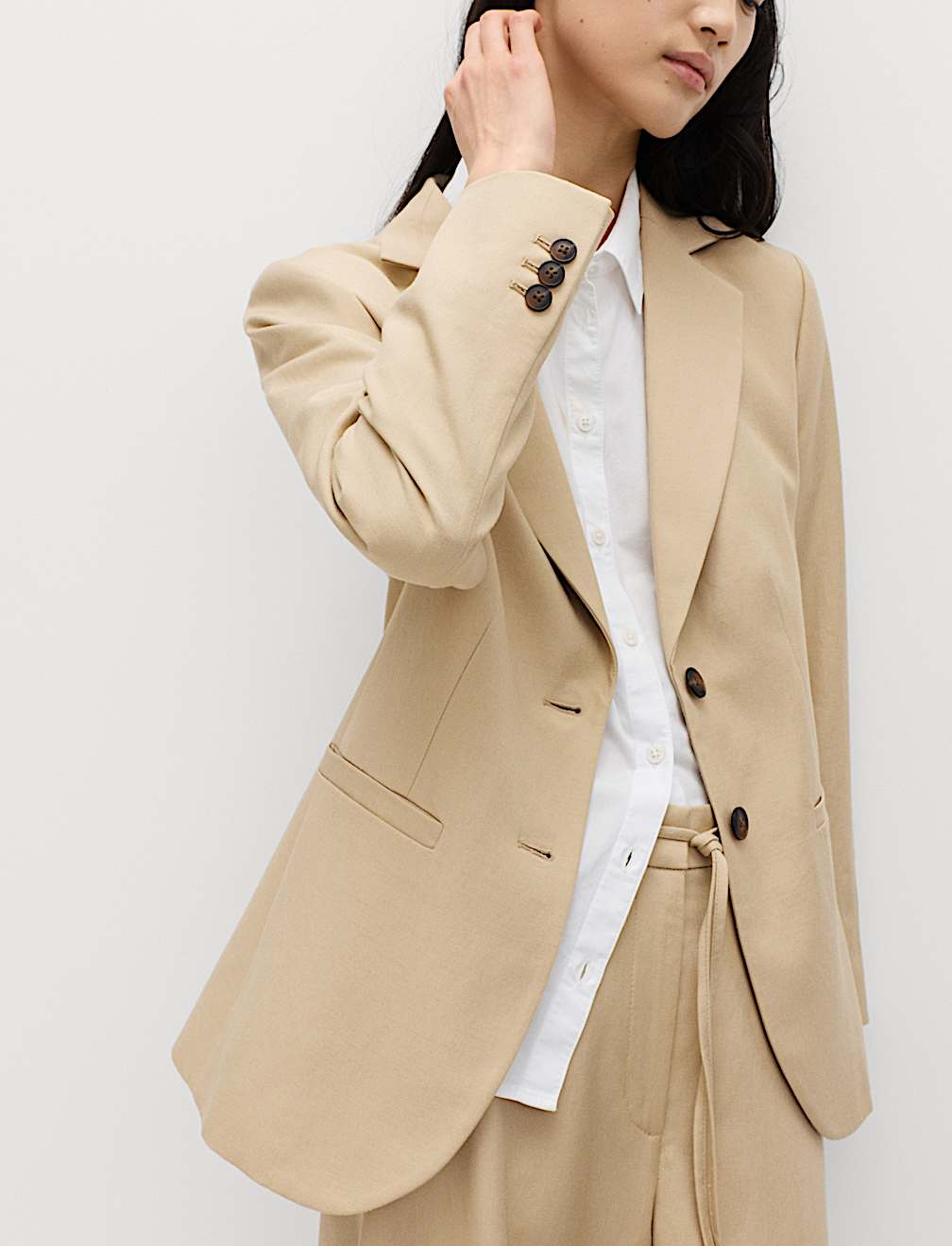 Lyocell Rich Single Breasted Blazer with Linen