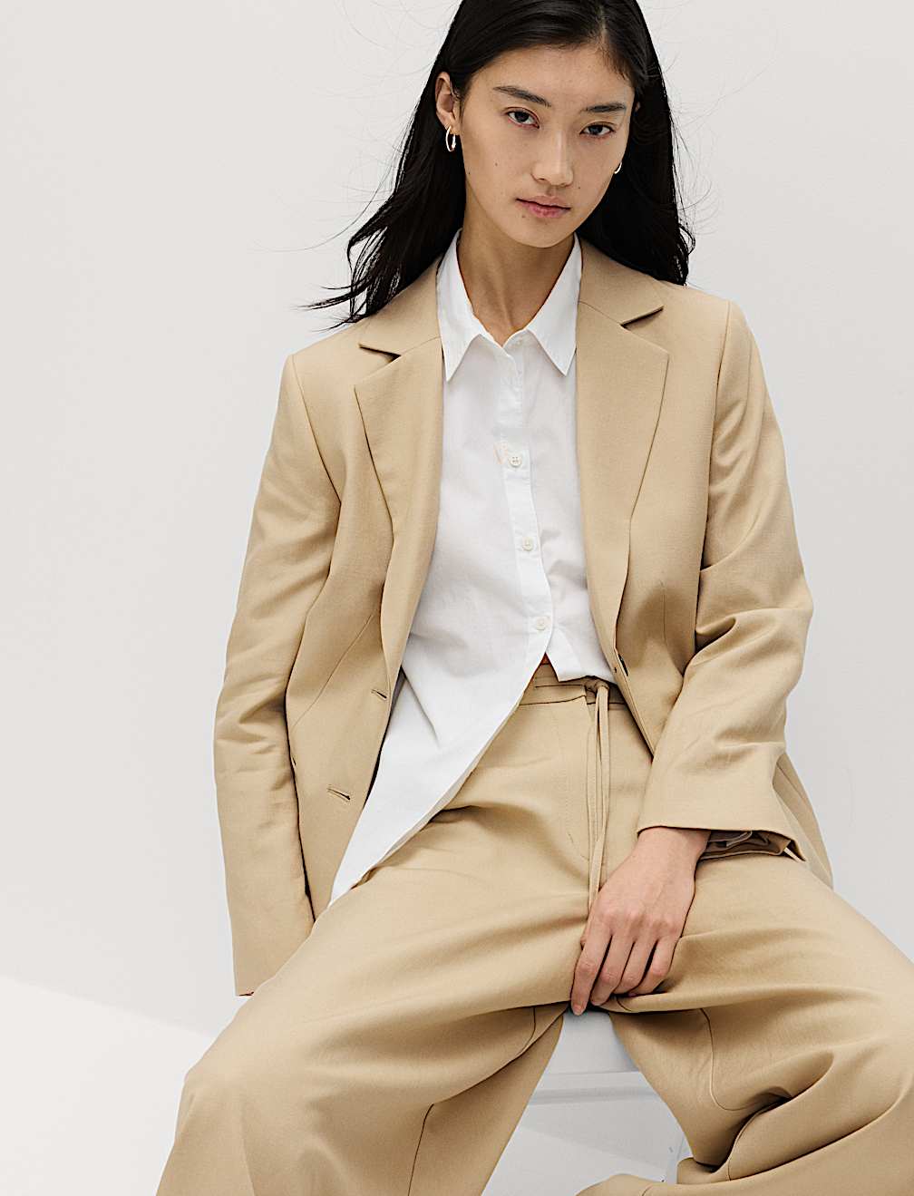 Lyocell Rich Single Breasted Blazer with Linen