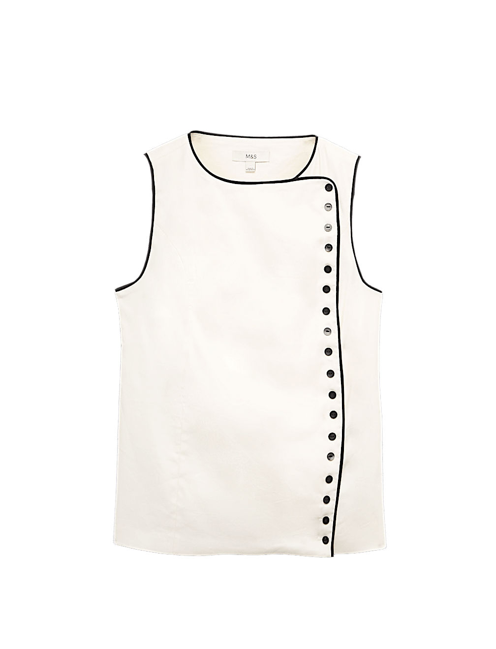 Linen Blend Contrast Piping Waistcoat