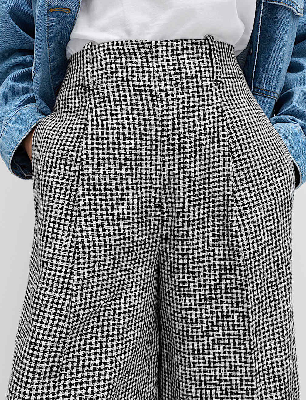 Pure Linen Checked Pleat Front Trousers